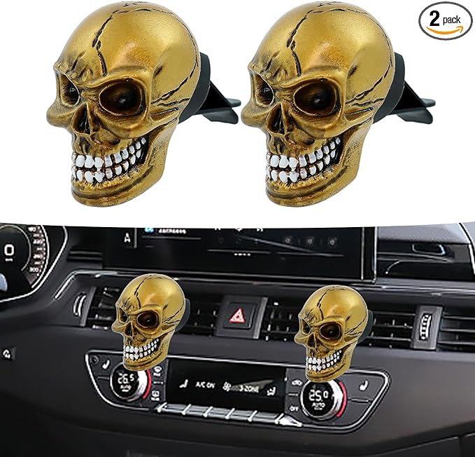 Skull Car Air Fresheners Cute Cool Funny Air Conditioning Vent Perfume Diffuser Decoration Interior Car Accessories 2 pcs