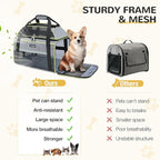 Lekereise Top-Expandable Pet Carrier 17x11x9.5 Inch Alaska Hawaiian Airline Approved Soft Sided Underseat to 12lbs Travel Carriers for Small Cats and Dogs with Locking Safety Zippers Anti-Scratch Mesh