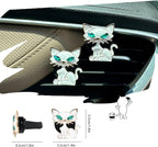 Cat Car Accessories 2pcs White Cat Car Air Freshener Vent Clips kawaii Interior decoration for Women Teens Refillable Diffuser