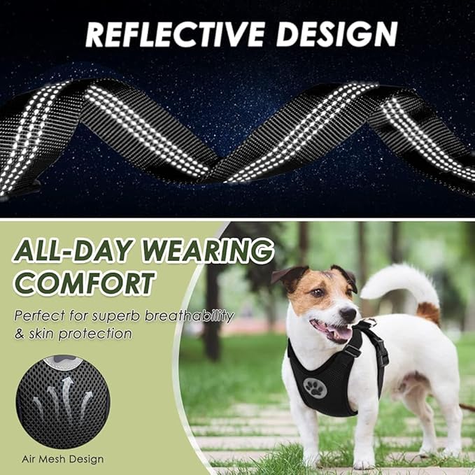 Lukovee Dog Seat Belt for Car, Adjustable Dog Car Harness for Large Medium Small Dogs, Soft Padded & Breathable Mesh Dog Seatbelt with Car Strap and Carabiner (Black,S)