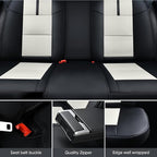 Auto Car Seat Covers Accessories Full Set Leather Cushion Protector Breathable Waterproof Seat Cover for Cars Universal Fit (Black&White, Front Pair and Rear)