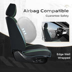 Coverado Automotive Seat Covers Front Seats, Leather Seat Covers 2 Pack, Black Green Car Seat Cover, Waterproof Car Seat Protector with Lumbar Support, Front Seat Covers Universal Fit for Most Cars