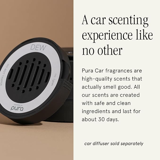 Pura & Unify Co. Car Scent Refill - Fragrance for Pura Car Diffuser - Clean & Safe Luxury Diffuser Scent - Long-Lasting Fragrance for 30 Days of Aroma - Spring & Summer Household Essential - Dew