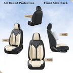 Coverado Front Seat Covers, Car Seat Covers Front Seats, Leather Seat Covers for Cars, Automotive Seat Covers Car Seat Protector Car Accessories Fit for Most Sedans SUV Pick-up Truck(Black&Beige)