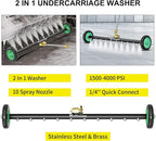 Undercarriage Pressure Washer Attachment, Upgrade 35 Inch Power Washer Water Broom with 10 Nozzles, Dual-Function Underbody Car Wash Surface Cleaner with 3 Pieces Extension Wand- 4000PSI