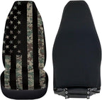ELEQIN Camo American Flag Seat Covers, Car Seat Covers Front Seats, Car Seat Cushion, Front Car Seat Covers Canvas Car Seat Protector Universal Fit Most Cars