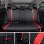 CAR PASS Universal Leather Car Seat Covers Full Set, Waterproof wear Durable Faux Leather Seat Covers 5 Seats Protector, Rear with Zipper, Airbag, Fit for SUV Pick-up Truck Vehicle Auto Black and Red