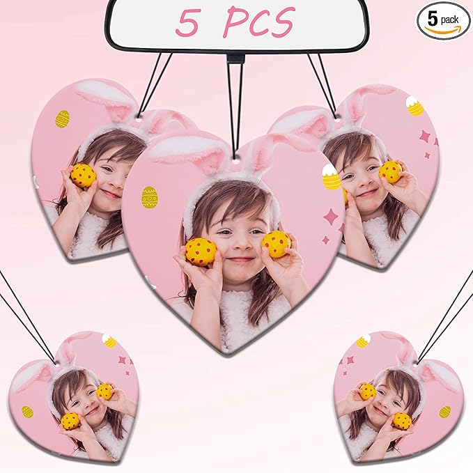 5-500pcs Custom Air Fresheners with Picture, Double Sided Car Air Freshener with 20 Scents, Personalized Gifts for Valentine's Day Birthday Anniversary (Heart)