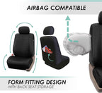FH Group Automotive Classic PU Leather Pair Set Car Seat Covers, Airbag Compatible with GIF,t Easy to Install- Universal Fit for Cars Trucks & SUVs (Solid Black) PU002102