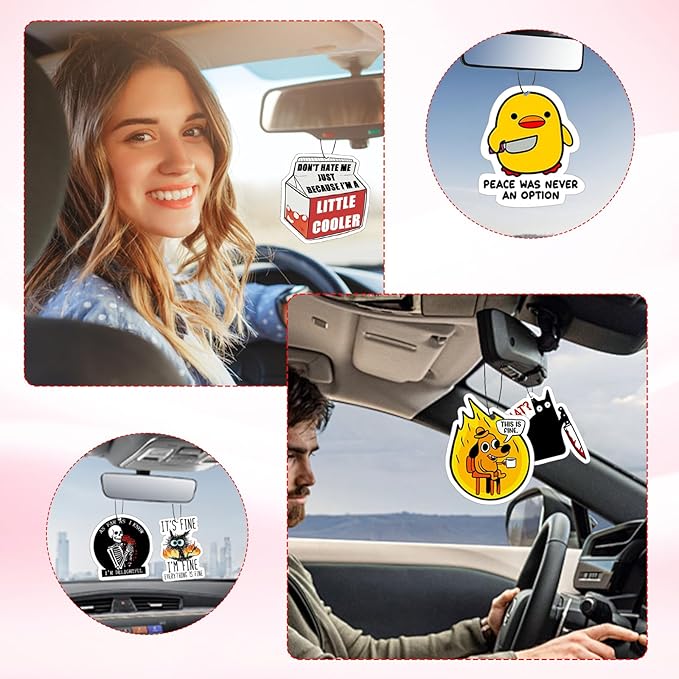 10Pcs Funny Car Air Freshener Hanging Decor Cute Accessories for Auto Interior, Funny Mirror Decor Hanging Cars Freshener Interior Gift for Men Women