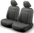 GIANT PANDA 2PCS Front Car Seat Cover for Subaru Outback Forester Crosstrek Legacy Impreza, Faux Leather Bucket Seat Covers (Black)