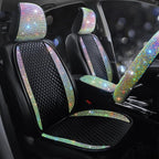 Bling Crystal Diamond Sparkly Glitter Car Seat Cover Premium PU Front Seat Protector Pad Works with 95% of Vehicles Bling Bling Rhinestones Auto Interior Accessories Color 1 Seat