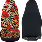 Leopard Print Rose Car Front Seat Covers Set of 2 Piece Auto Seats Protectors Anti-Scratch Seat Covers Universal Fit Most Vehicles