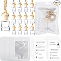 Boao 100 Sets Hanging Car Air Freshener Diffuser Bottles with Instruction Card and 4 x 6'' Resealable Holographic Bag for Empty Car Essential Oil Perfume Bottles Packaging (Cylinder)