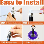 Sewer Jetter Kit for Pressure Washer, 100FT Drain Cleaner Hose 5800PSI with 1/4 Inch NPT Corner, Rotating Nozzle and 4 Different Button Nose Sewer Jet Nozzles, Waterproof Tape and 2 Spanners （Purple）
