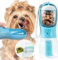 Portable Water Bottle for Small Dogs, 3 in 1 Pet Travel Bowl Dispenser with Food Treat Container & Poop Bag Holder, Summer Hiking Walking Accessories for Puppy On The Go - Blue, 10oz
