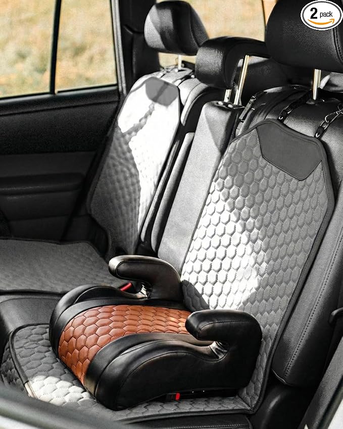 Owleys Premium Leather Car Seat Protector for Child 2 pcs Gray
