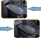 JDMCAR Center Console Armrest Cover for 2025 Toyota RAV4 Accessories 2024 2023 2022 2021 2020 2019 Leather Middle Console Lid Cover Pad Protector Elbow Arm Rest Covering Car-(Black)