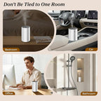 URPOWER Waterless Essential Oil Diffuser: No Water Needed Battery Operated Scent Diffuser - Cordless & Mini Essential Oil Machine Aluminum for Car Home Office(Silver)