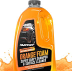 SwiftJet Orange Foam Car Wash Soap – pH Balanced Super Soapy Shampoo & Surface Cleaner – Thick Foaming Suds for Cars, Trucks, SUVs & Boats – Streak-Free Shine, Safe on Wax & Sealant (64 FL OZ)