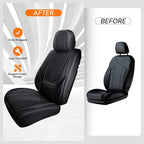 Car Seat Covers, Premium Leather Car Seat Covers, Waterproof and Breathable Seat Covers, Universal Car Seat Protector Fit for Cars, Trucks, SUVs, Pick-ups (Black, 2 PCS Front Seat)