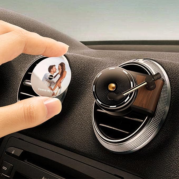 Custom Air Freshener for Car - Double Sided Photo Personalized Car Scents Air Freshener, Smell Air Fresheners With Picture for Wardrobe, Bathroom,Hanging Ornaments (Record player-12pcs)
