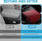 wuyaoyao Car Center Console Cover, 12.2"×8.27"×1.97" Leather Center Console Protector, Auto Armrest Pad with 2 Storage Pocket, Universal Armrest Cover Cushion for Most Cars, Trucks, SUVs (Red)