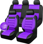 CAR PASS Leather 3D Foam Back Support Car Seat Covers Full Set Air Mesh Automotive Seat Covers, All Season Car Seat Cover Fit Automotive,SUV,Sedan,Van, Airbag Compatible Elegance (Black Purple)