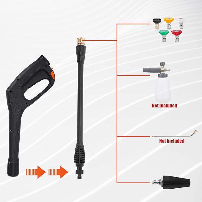 Pressure Washer Gun Kit, Replacement Pressure Washer Extension Wand with Nozzle– Compatible with Some of Portland Husky Black Decker Ford Pulsar ShopForce Taskforce Powerwasher Taskmaster