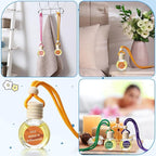 Boao 15 Pcs Hanging Car Air Freshener Diffuser Bottles Bulk, Empty Refillable Glass Perfume Pendants with Wood Caps, DIY Essential Oil Car Ornaments with Thank You Cards for Wedding Party Favors