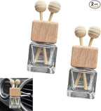 2PCS Car Diffuser Air Freshener Bottle, Auto Air Freshener Vent Clip, Refillable Empty Glass Perfume Bottle Outlet Clips, with Wooden Cap and Stick, Car Conditioning Vent Decoration