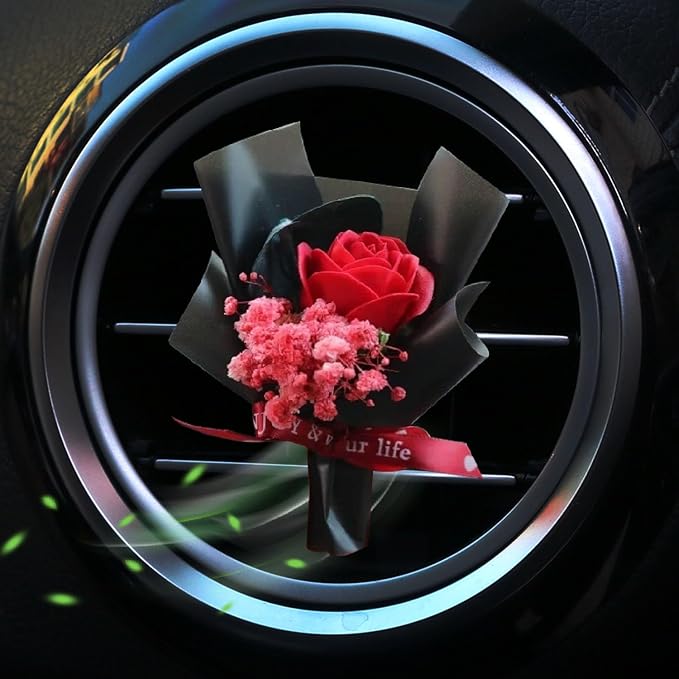 Black Fresh Flowers Mini Dried Flowers Bouquet for Car Air Vent Clips,Air Outlet Perfume Decoration, Car Air Fresheners Interior Accessories,Automotive Air Fresheners