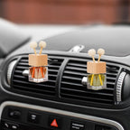 20 Pack Car Diffuser Bottles Empty, Essential Oil Diffuser Bottle with Vent Clip, Clear Glass Perfume Bottle, Wooden Cap Aromatherapy Car Air Freshener Diffuser for Auto Fragrance, Cars Decor