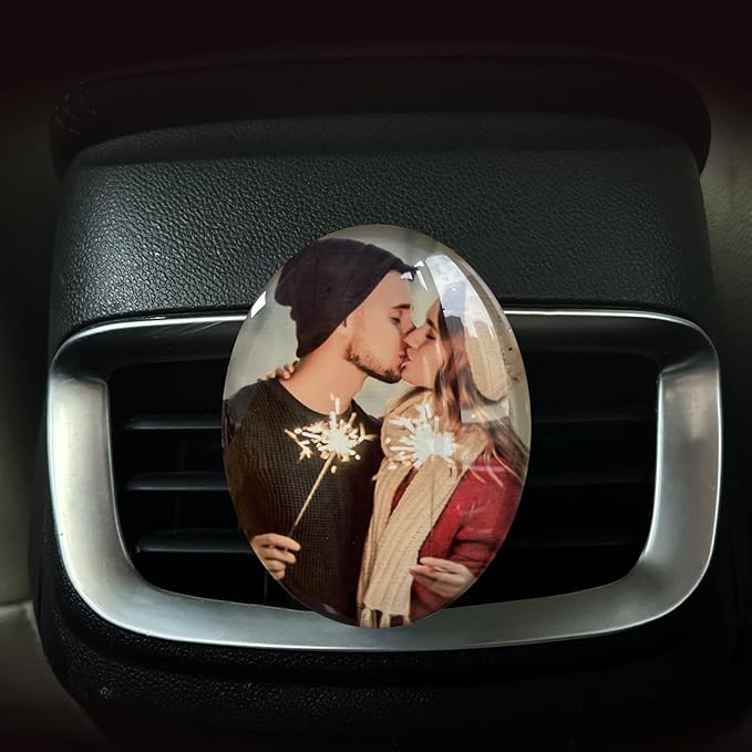 Custom Crystals Car Air Vent Clip with Photo Personalized Picture Car Air Freshener Clips Interior Car Accessories Decoration for Men Women