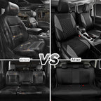 CAR PASS Quilting Leather Seat Covers Full Set,Universal Waterproof Deluxe PU Premium Car Seat Cover with 5mm Composite Sponge Inside,Airbag Compatible,Front and Rear Seat Cover for Sedan SUV Van,Gray