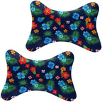 Office Neck Pillow, Compatible with Hawaiian Colorful Hibiscus Flowers Tropical Palm Tree Leaves Head Chin Supporting Cushion for Sleeping, Nap, Rest, Memory Foam Airplane Pillow Car Pillow