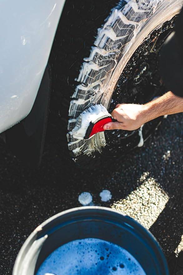 Detail Factory - ProGrip XL Tire Brush - Ergonomic ProGrip Handle - Stiff Synthetic Bristles to Cut Through Grime - Octane Ectoplasm