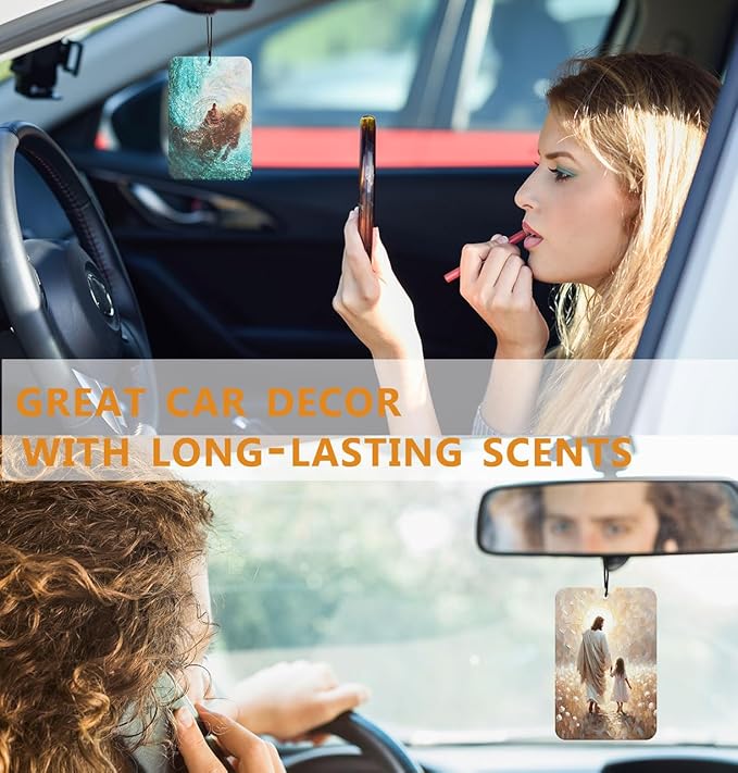 Jesus Car Air Freshener Hanging Christian Car Accessories Interior 3Pcs, Spiritual Jesus Sheep Girl Cars Mirror Decor Church Religious Faith Cars freshies Decoration for Women Girls (Vanilla)