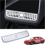 Tesla Air Vents Cover Model Y Juniper Model 3 Highland Alloy Rear Seat Center Console Air Vent Trim Cover Tesla Model 3 Accessories Backseat Air Condition Outlet Protector Silver