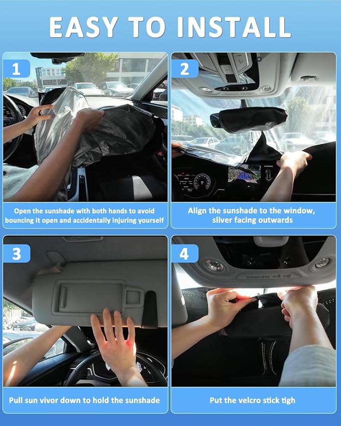 Windshield Sunshade for Mazda CX-90 2024-2026 Sun Shade Car Windshield Accessories Upgrade 4 Layers Blocks UV Rays Custom Fit CX-90 240T Car Window Shades Front Windshield Keep Cool Foldable