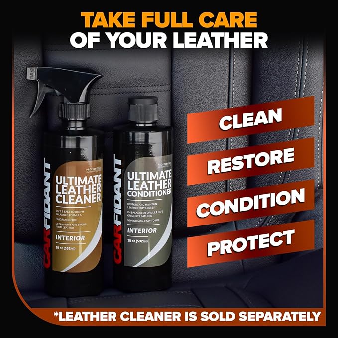 Leather Couch Conditioner & Restorer - Full Leather Restore & Conditioning Kit with Applicator Pad for Car Seats, Couch, Furniture, Shoe, Sofa, Bag & Purses - 18 fl. oz.