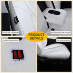 Custom Fit Seat Covers for 2025 2026 Tesla Model Y Juniper (5-Seater), Waterproof Breathable Nappa Leather, OEM Factory Style Full Set Car Seat Protectors Airbag Compatible - White