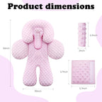 Pro Goleem Infant Car Seat Head Neck Body Support, Ultra-Soft Minky and Microfiber Car Seat Strap Pads, Perfect for Stroller, 2-in-1 Reversible, Girls, Pink
