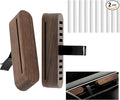 Natural Walnut Wood Vent Clip for Car (2-Pack) - Refillable Aroma Diffuser Base, Includes 10 Unscented Absorber Sticks - Elegant Air Freshener for Car, Home, Office & More