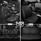 Universal Deluxe Pu Luxury Vinyl Faux Leather Car Seat Covers Full Set, Airbag Compatible, Breathable, Fit for Cars, Trucks, SUV (All Black)