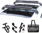 Universal Car Soft Roof Rack for Kayak/Canoe/Surfboard/SUP/Snowboard,Roof Rack Pads Carrier System Include 2 16FT Tie Down Straps,2 Ratchet Pulley Ropes,2 Hood Loops and Storage Bag （with Crossbar）