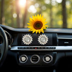 Sunflower Air Vent Clips Car Accessories Bling Sunflower Air Freshener Outlet Clips for Women Car Interior Decorations Cute Flowers Cars Clips Air Fresheners Interior Accessories (2, Beige)
