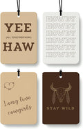 Western Car Air Freshener 4 Pcs Coconut Scented, Howdy Long Live Cowgirls Cow Skull Car Accessories Mirror Decor for Women, Beige Western Hanging Air Freshener for Cars Closet Drawer Books