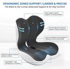 Seat Cushion, Memory Foam Car Seat Cushion with L-Shaped Ergonomic Design, Tailbone Pain & Sciatica Pain Relief Cushion for Office Chair, Car, Truck Drivers, Long Work Sessions and Wheelchair