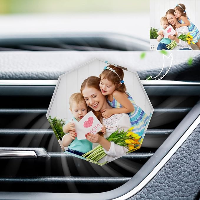 Personalized Photo Crystal Car Vent Clip,Fresh Scented Car Vent Clip with Photo Car Accessory,Customized Photo Vent Clip,Dad's Day for Dad's Husband